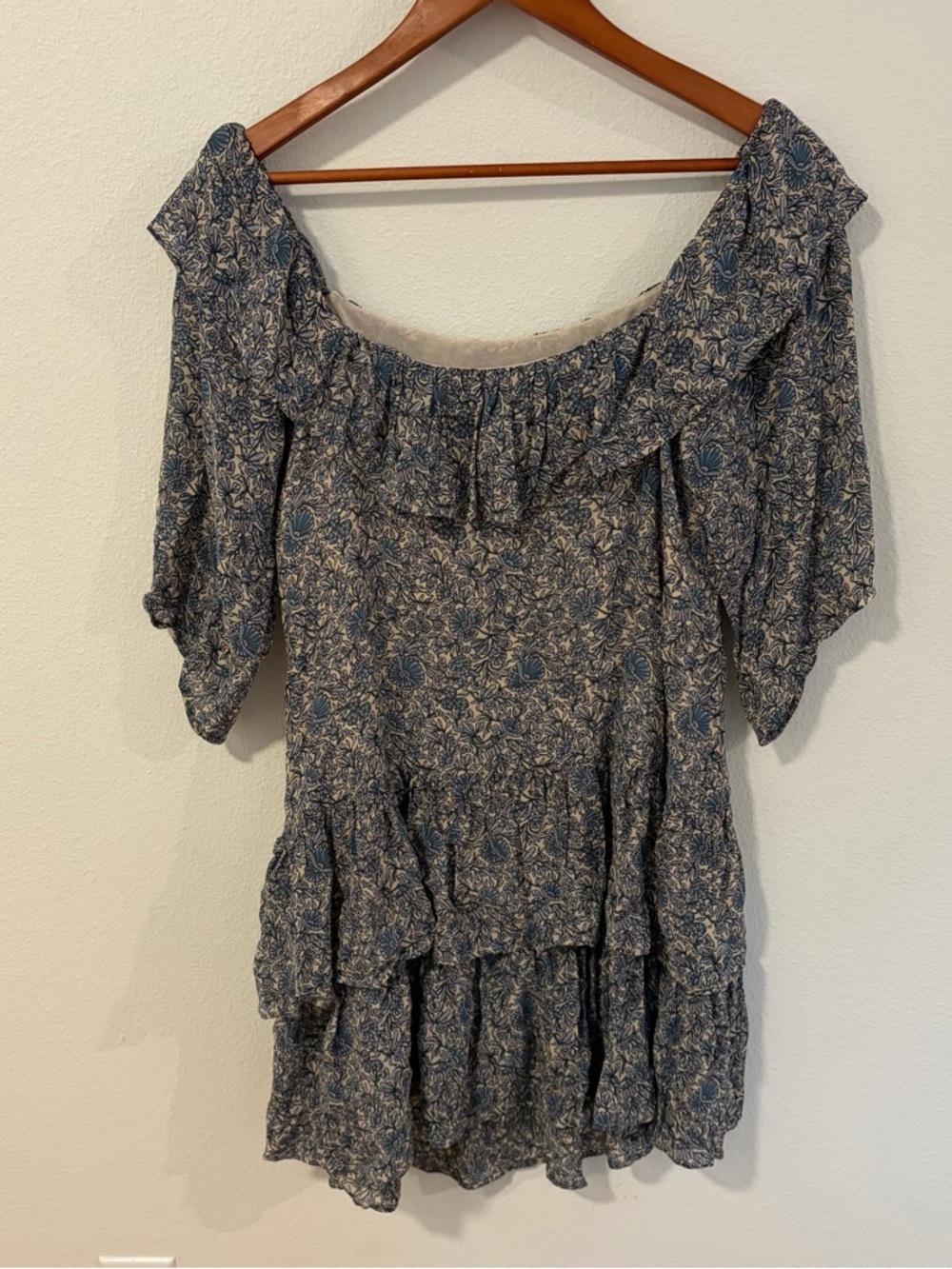 Vintage Rebecca Minkoff Blue and Navy Floral Gatsby Dress